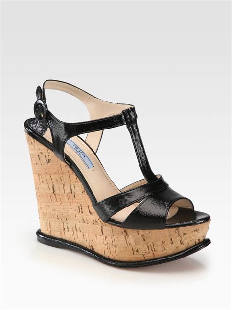 prada cork wedge sandal|Prada high heeled sandals.